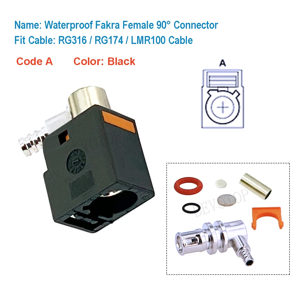 Imagem -02 - Conector Fêmea do Fio do Ângulo Direito 90 ° Jack 50ohm Cabo para Rg174 Rg316 Lmr100 Fakra a b c d f g h i k z Novo Impermeável 10 Pcs por Lote