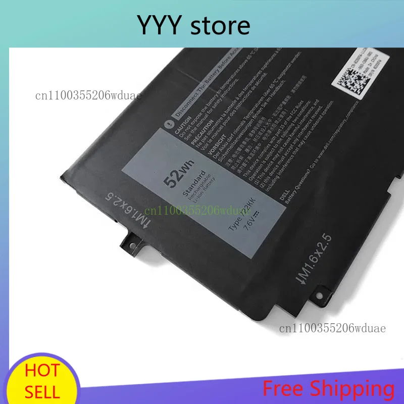 العلامة التجارية الجديدة حقيقية 722KK 7.6V 52Wh بطارية الكمبيوتر المحمول لديل XPS 13 9300 2020 i5 FHD XPS 13 9310 WN0N0 2XXFW