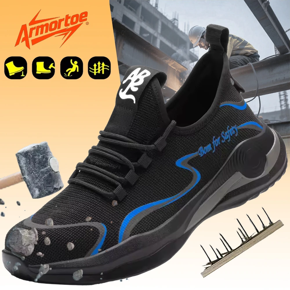 

ArmorToe High-top Four Seasons Models Steel Head Safety Shoes Anti-smash Anti-stabbing Breathable Work Shoes Sneakers #Armor2772
