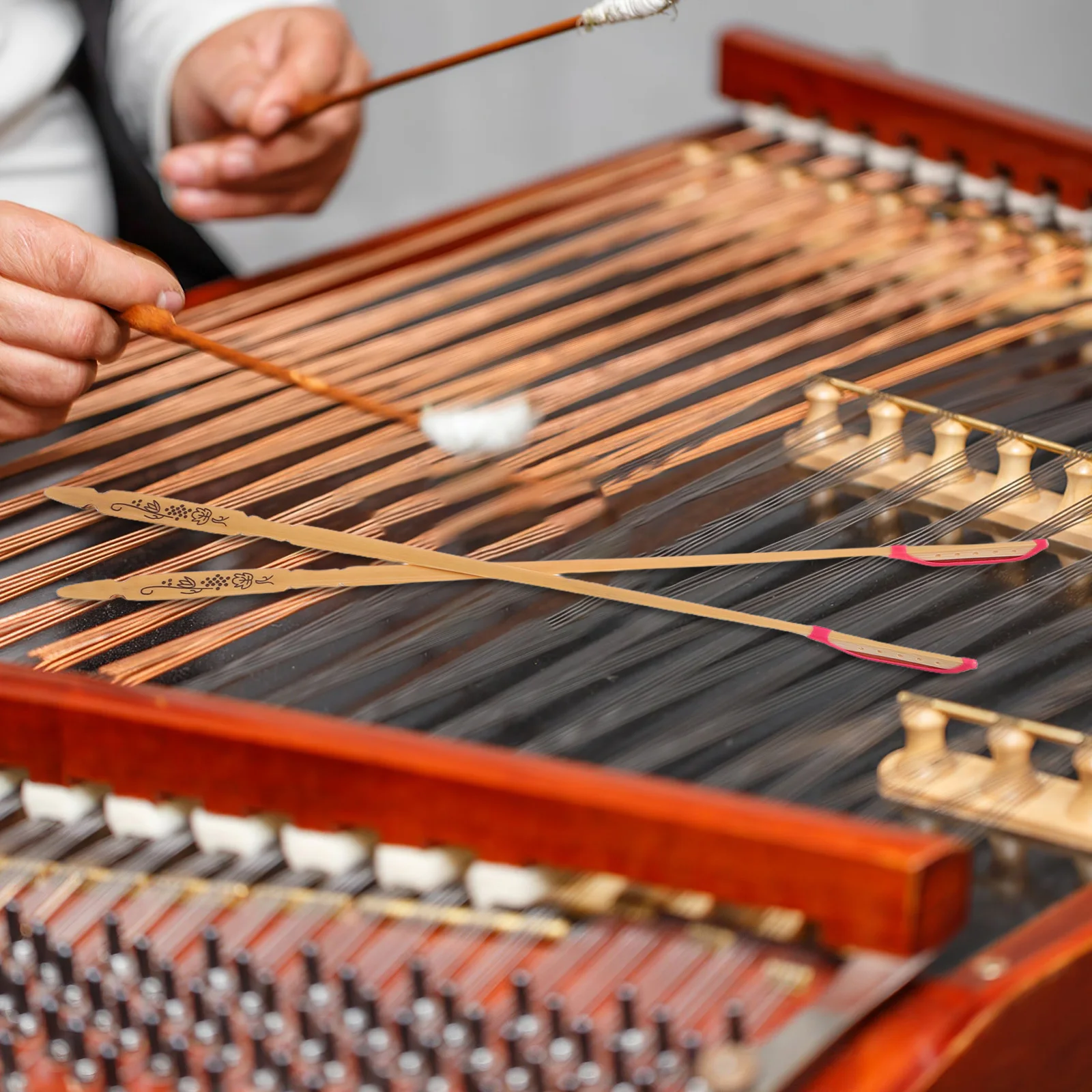 

2Pcs Professional Yangqin Mallets Durable Bamboo Sticks Elegant Grape Pattern Suitable Practice Performances Music