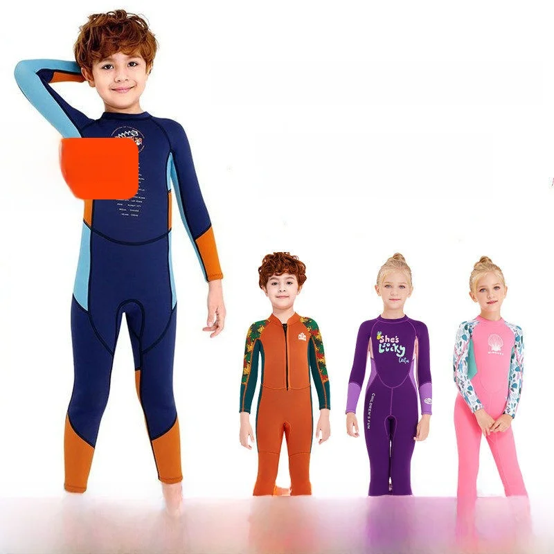 

Thiened Long Sve Children's Wetsuit Thermal Insulation Diving Suit for Boys And Girls Winter Swimming Costume Heat Reten...