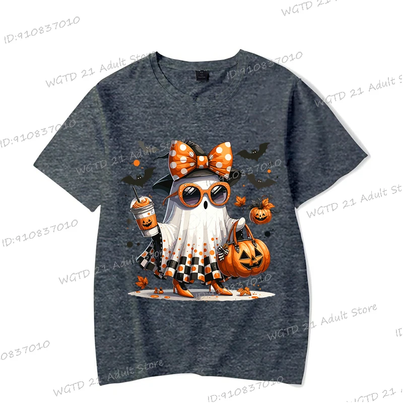 لطيف هالوين بو واليقطين قميص مطبوع النساء الرجال مخيف الموسم قصيرة الأكمام تي شيرت هالوين شبح Harajuku الشارع الشهير #3