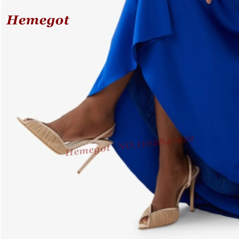 Air Mesh Kristall Peeptoe Sandalen mit Strass-Kreuzriemen, Slingback Damensandalen, Stiletto High Heels, Slip-On Sommerschuhe für draußen