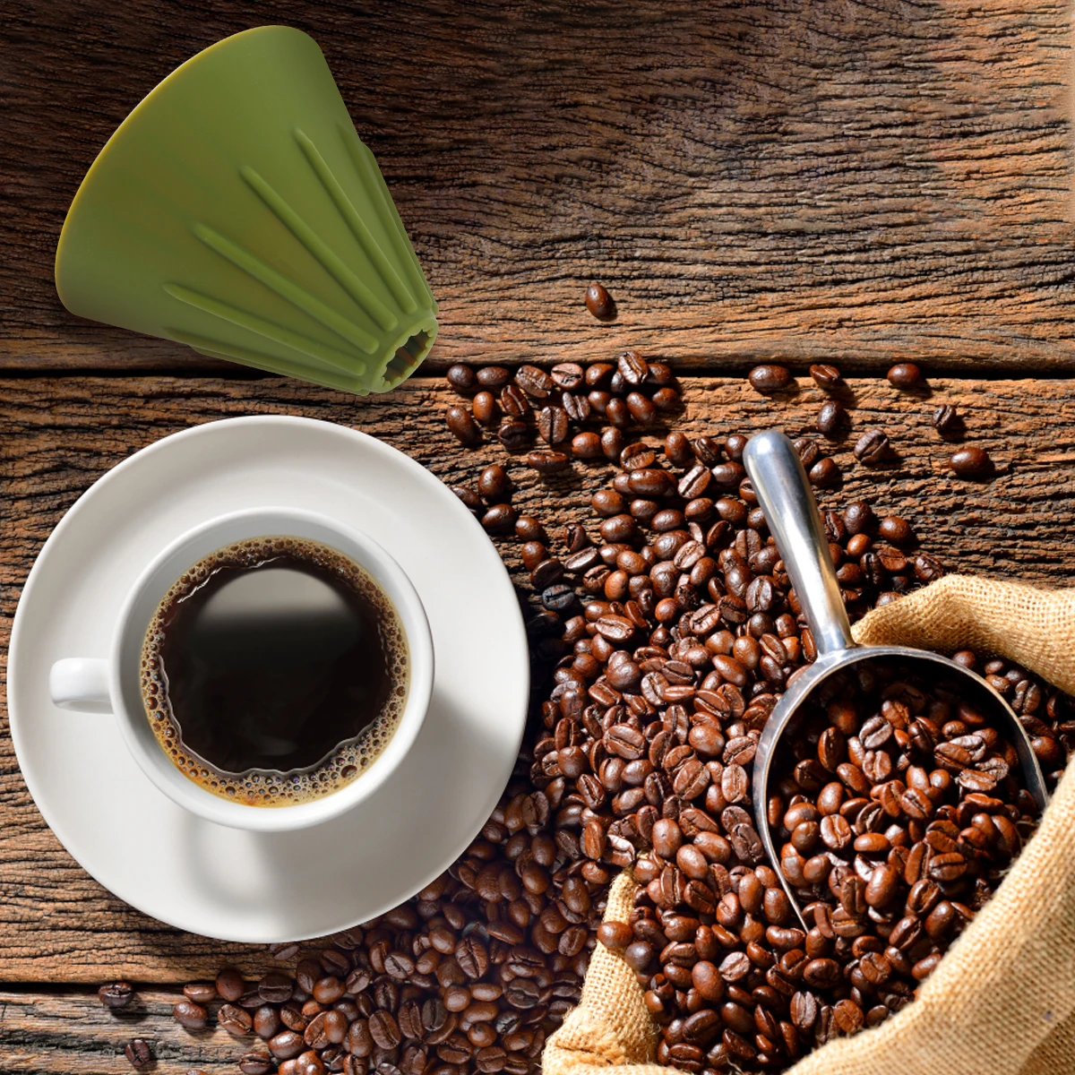 

Practical Durable Silica Gel Coffee Funnel Kitchen Filter Reusable Easy Clean Smooth Ground Coffee Silica Gel Filter