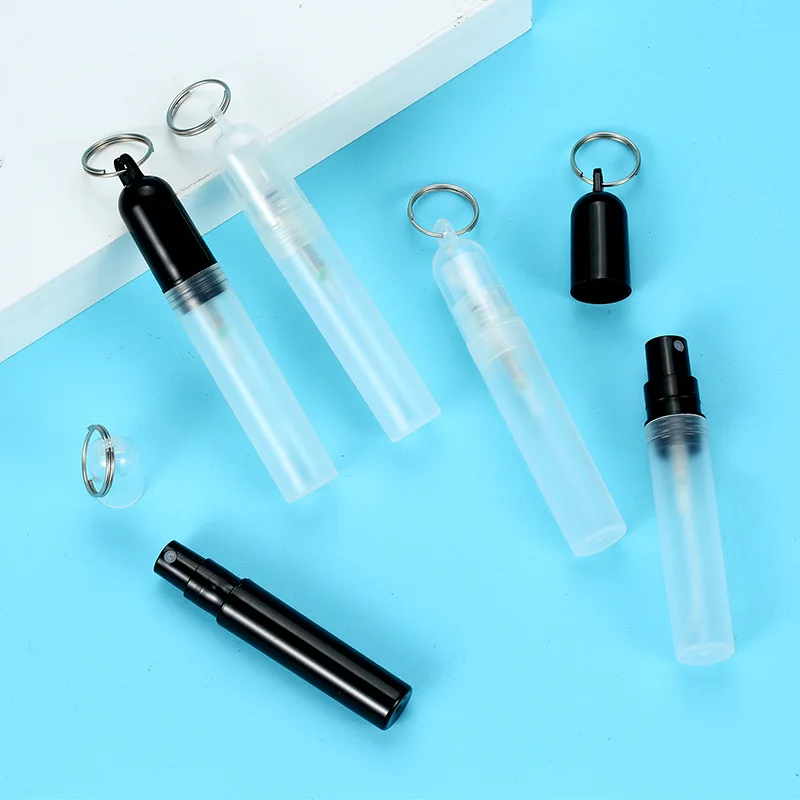 

50pcs/lot Plastic Spray Bottle with Key Ring Sample Perfume Sub Travel Small Capacity Mini Micro Perfume Fountain Pen