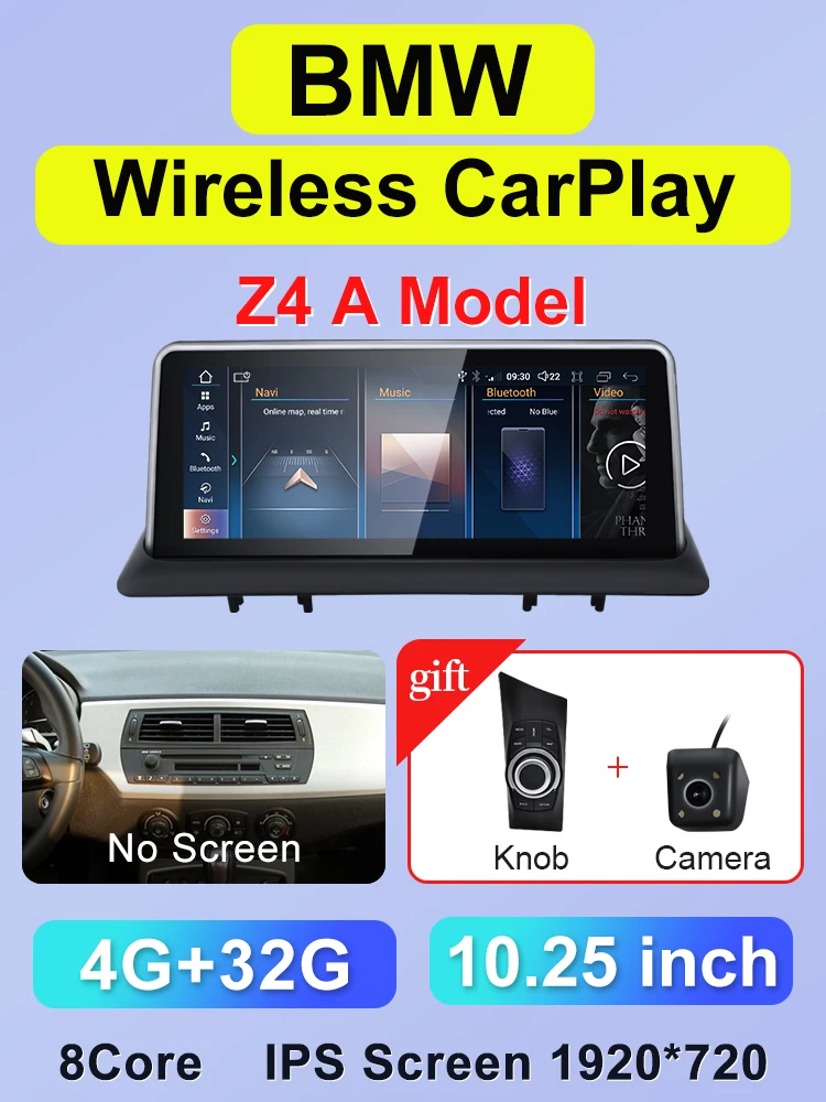 STWEI ID8 10.25 inch Android 14 Draadloze CarPlay AUTO Voor BMW Z4 E85 E86 E89 CIC NBT Auto Multimedia Video Spelers GPS Bluetooth