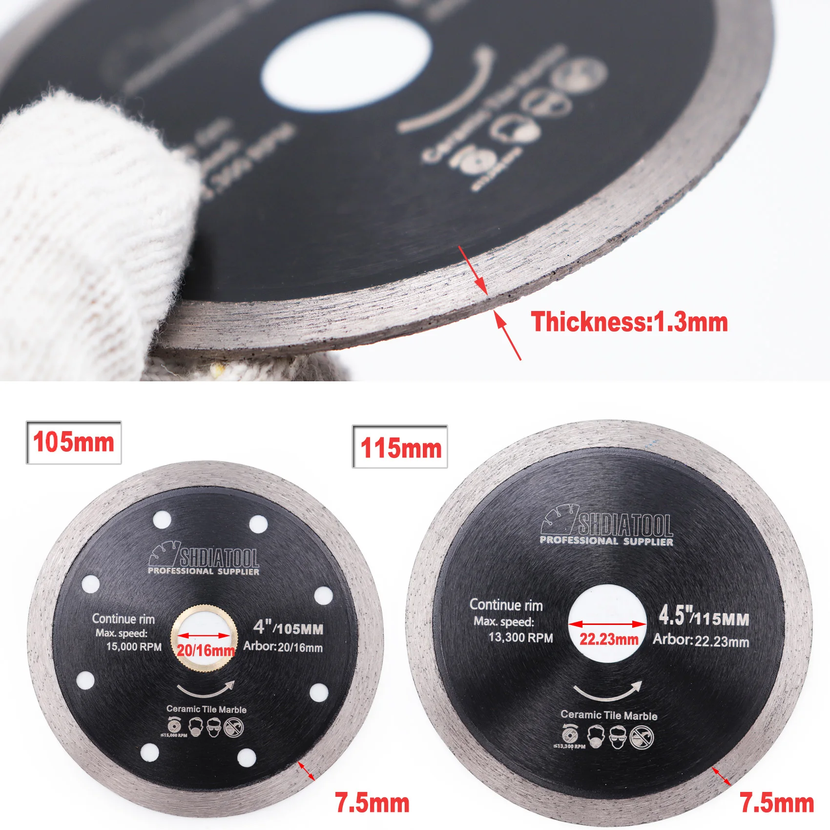 SHDIATOOL 5 115Mm Hot-Ép MỏNg Tiếp Tục Viền Kim Cương Lưỡi Cắt Gạch Men Ướt Cắt Đĩa Kim Cương chip-Giá Rẻ
