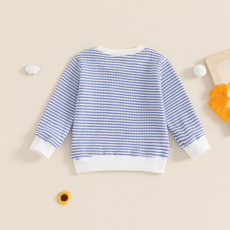 Baby Long Sleeve Sweatshirt Cotton Boy Girl Fashion Striped Print Pullover Loose Tops Clothes