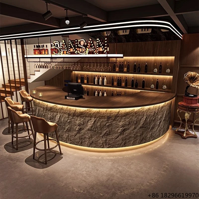 

Modern Solid Wood Round Bar Counter Reception Desk for Home Hotel Mall Catering