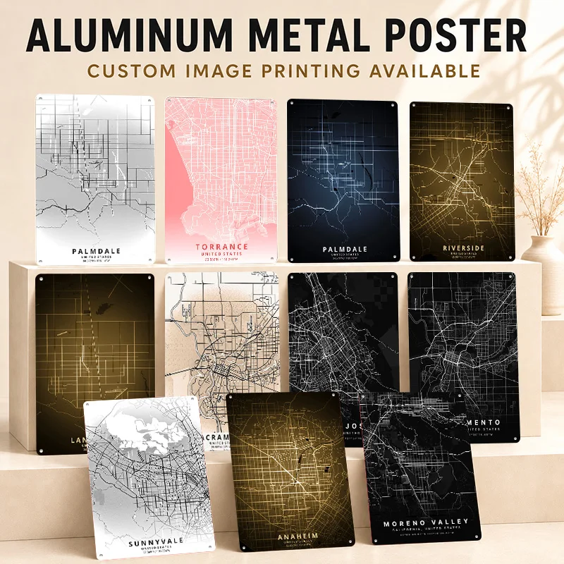 California Textured Posters Personalized Aluminum Metal Sign Premium Urban Landmark Design Wall Art Suited To City Collectors