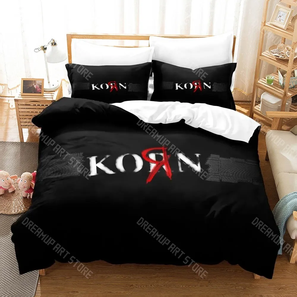 3D Printed Korn Rock Band Bedding Set for Boys Girls Duvet Cover Pillowcase Included Twin Queen King Full Single Double Sizes