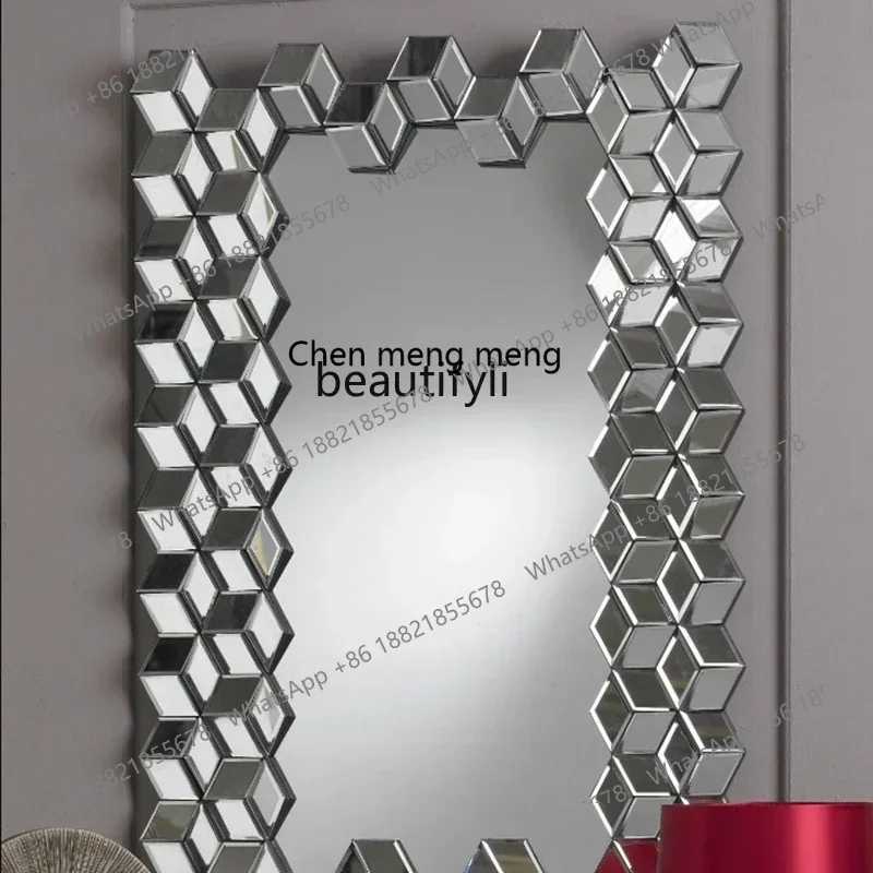 32French true square hanging mirror wash bathroom butterfly American three-dimensional dressing decorative mirror