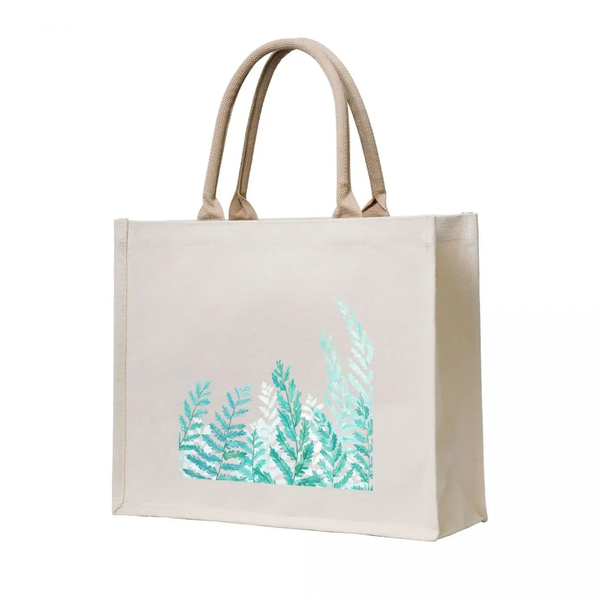 

green fern watercolor Tote Bag shopper bags for women shopper bags tote bag men's canvas tote bag