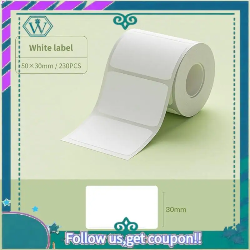 3 Rolls White Label Paper White 50X30mm Compatible For B1 B21 B3S Label Maker Waterproof, Self-Adhesive Label Paper, Easy To Use