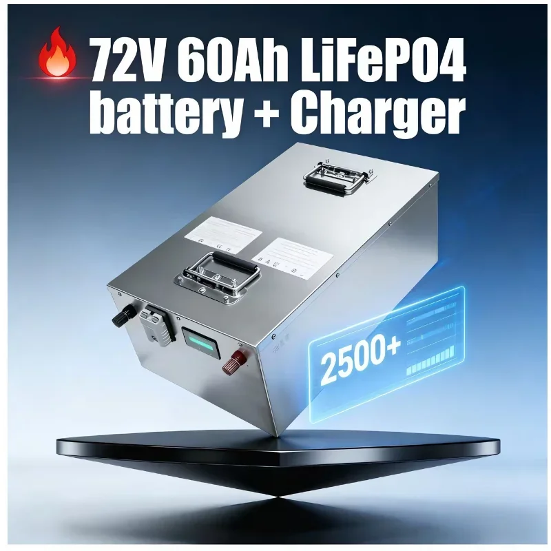 Ultra-Durable 72V 60Ah LiFePO4 Battery, 24S BMS + Fast Charger Included, 7000W High-Performance Power Solution for Golf Carts &