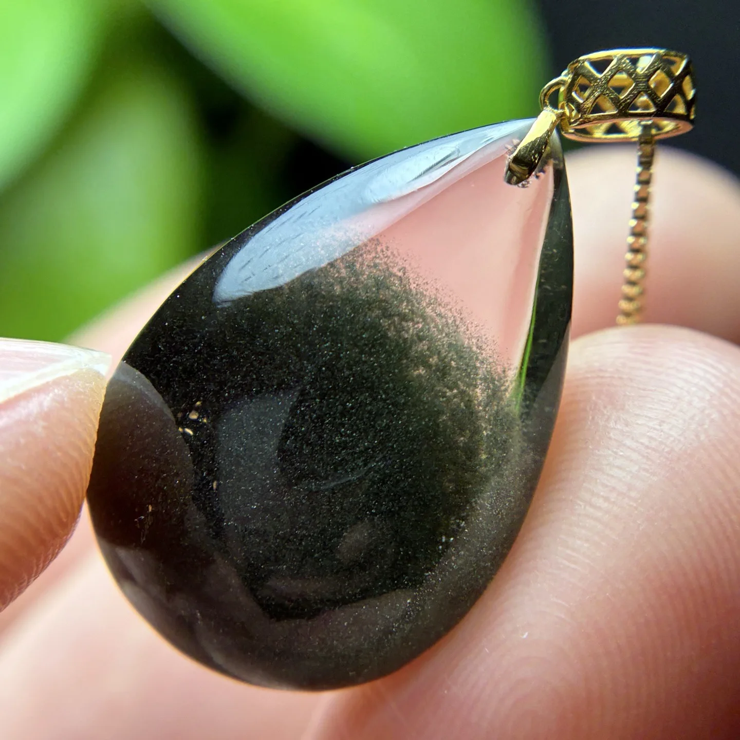 Natural Green Phantom Quartz Pendant 24.7*18.1*16.9mm Pi Xiu Women Necklace Water Drop Phantom Rare Garden AAAAAA