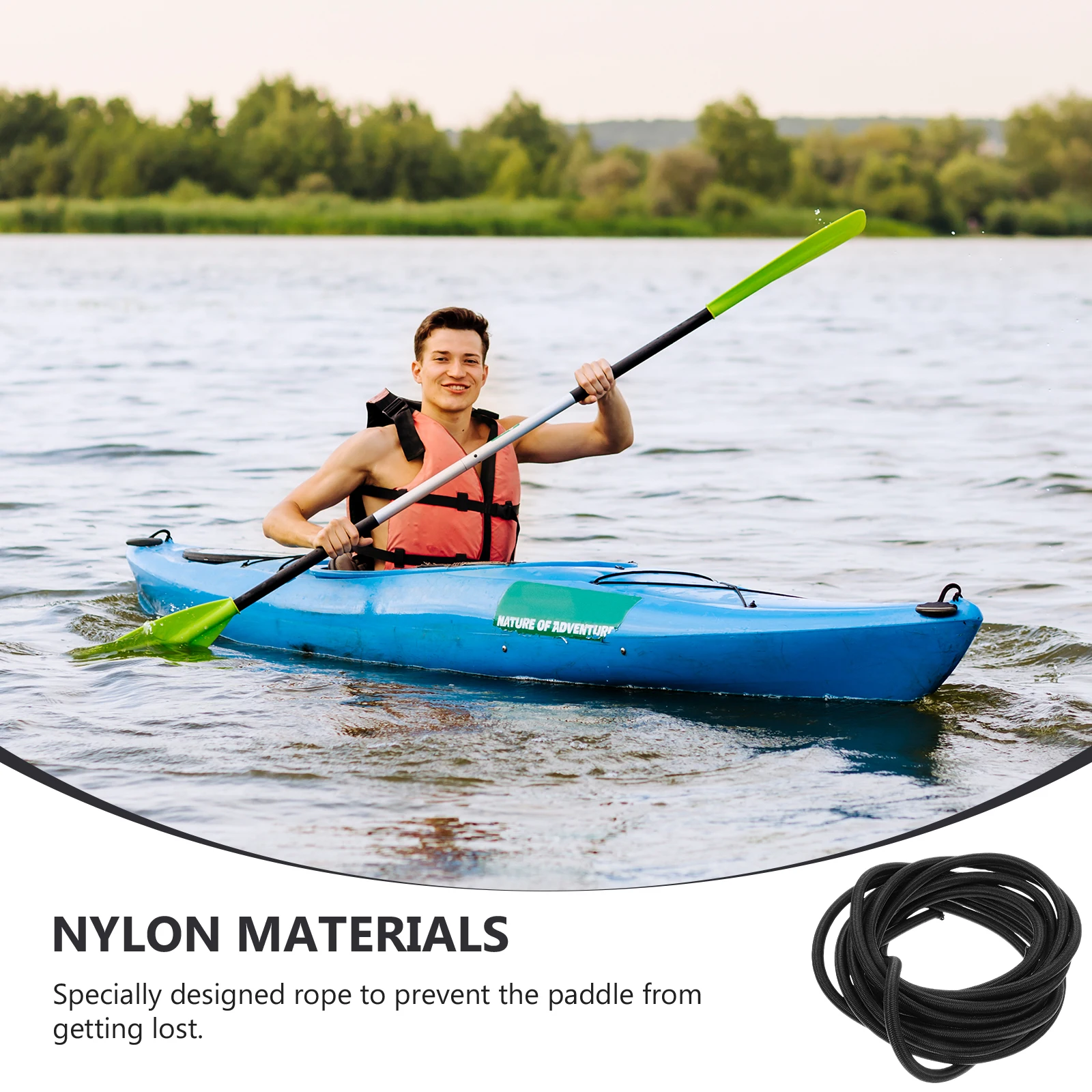 

Paddle Anti Lost Rope for Inflatable Kayak SUP Black Adjustable Elastic Nylon Leash Durable Material Surfboard Paddle Carrier