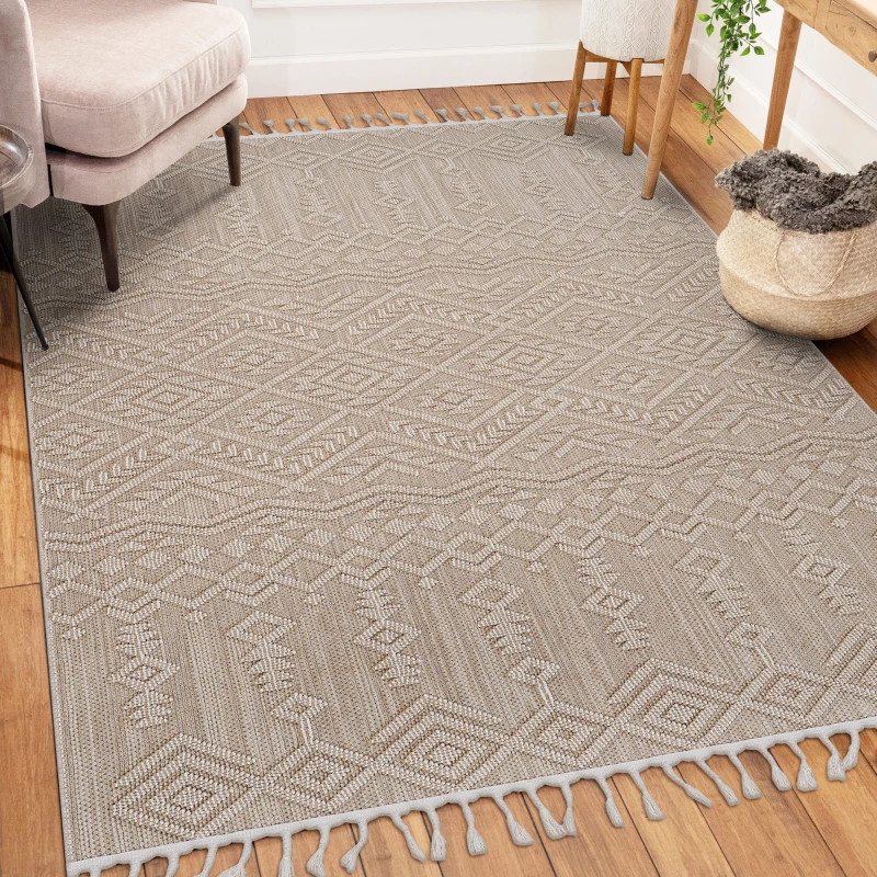 

LOOM & LUXE Collection 4X6 Natural /Traditional Indoor/Outdoor Area Rug