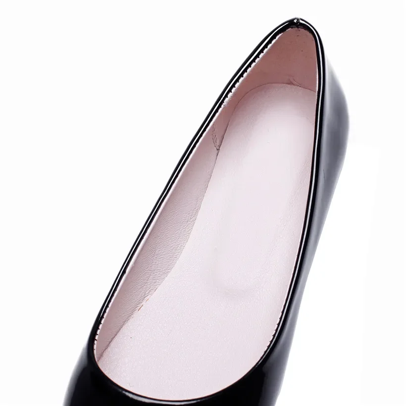 Big Size Concise Women Flats Red Black Patent Leather Round Toe Spring Summer Casual Office Lady Nurse Slip-on Ballet Boat Shoes