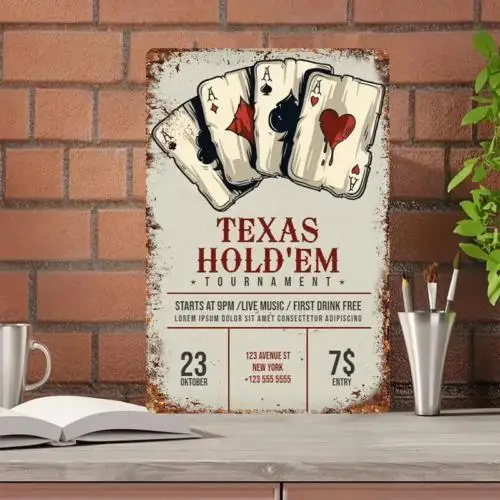 Texas Hold'em Metal Tin Sign (8