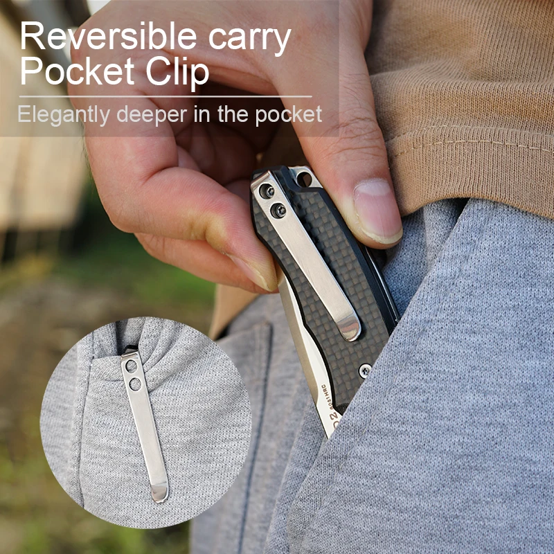 FORESAIL D2 Steel Sharp Folding Knife Outdoor Camping Hunting Cutting Survival Hiking Kitchen Fruits Pocket Clip EDC Tool Knife view 5