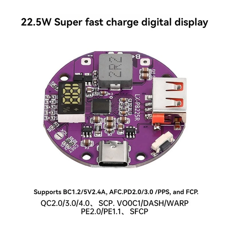 Módulo de carga rápida de A19E-22.5W, placa de cargador de Banco de energía, Mini placa de circuito 5A, Kit de placa base DIY