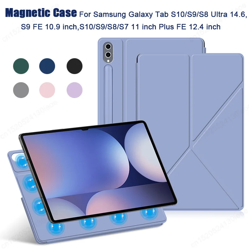 For Samsung Galaxy Tab S10 S9 S8 S7 Plus FE 12.4 11 inch Magnetic Case for Tab S10 S9 S8 Ultra 14.6 inch Pencil Holder Cover