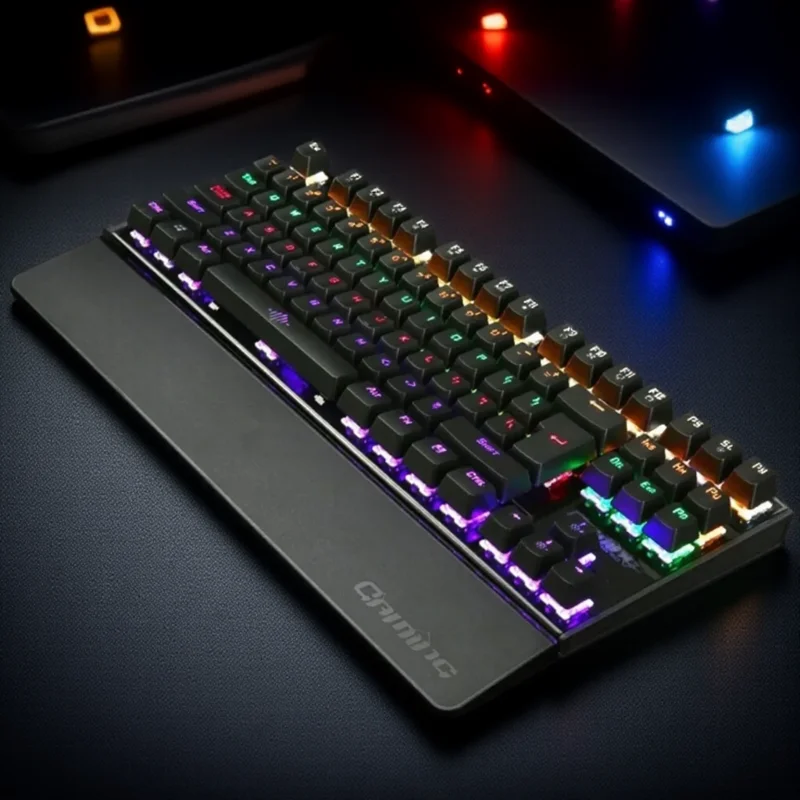 

Механическая игровая клавиатура с подсветкой, проводная USB, 26 клавиш, защита от фантомных нажатий, красочная LED-подсветка для геймеров