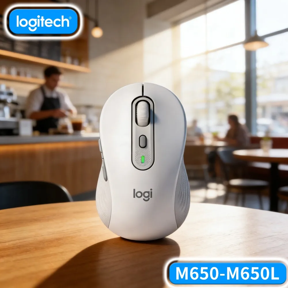 Logitech M650/M650L Wireless Ergonomic Mouse Adjustable DPI Comfort Contour Dual Mode Connect Wide OS Compatibility Business