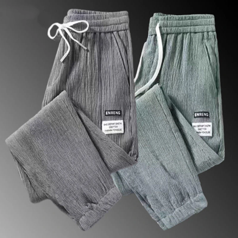 

Летние повседневные рабочие брюки из тонкого ледяного шелка, мужские износостойкие для работы на строительной площадке, удобные длинные брюки