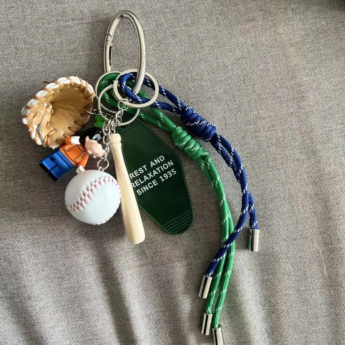 Ins Niche Personalized Baseball Car Keychain Bag Pendant Couple Woven Hanging Rope Decoration Bag Accessories