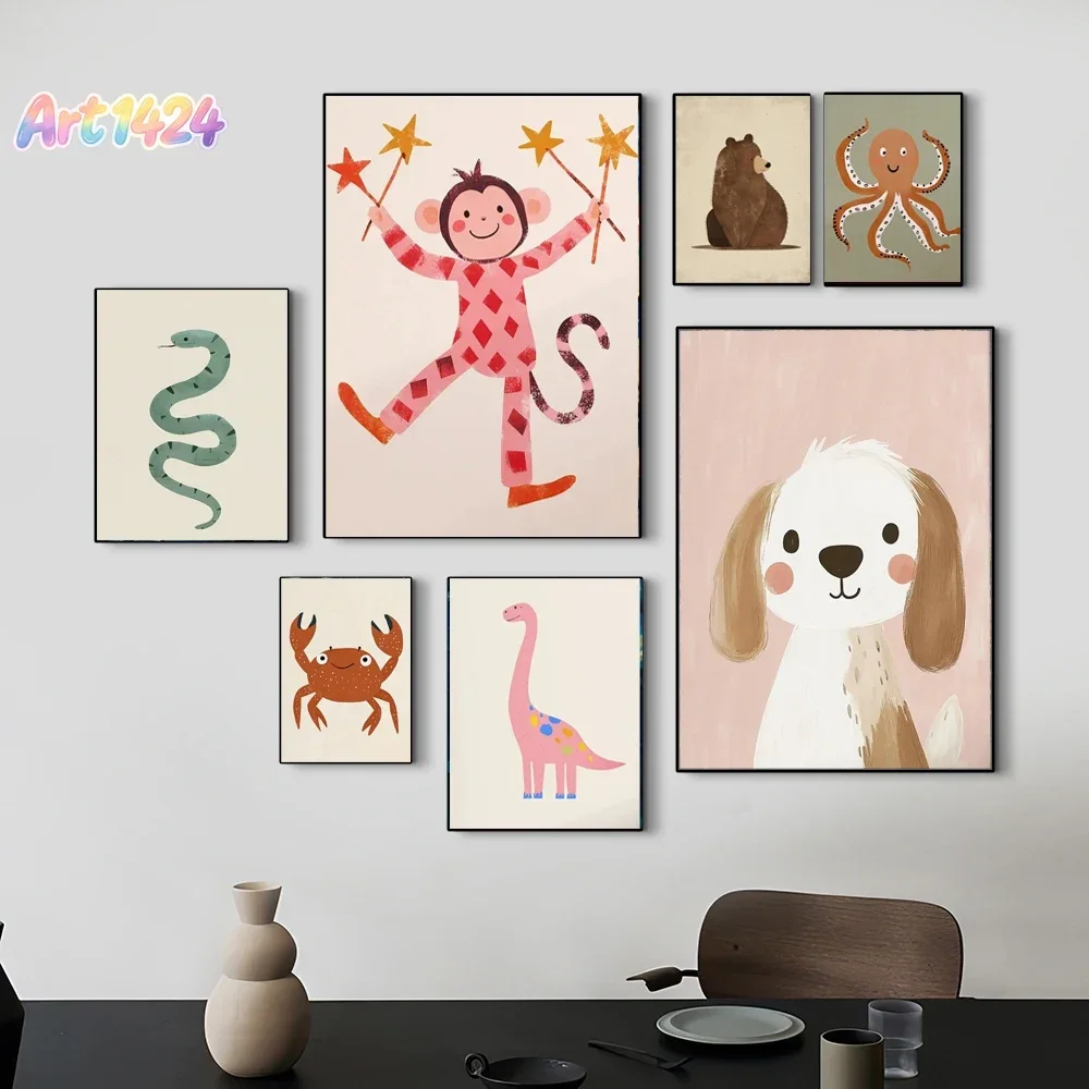 Animal Poster Cute Funny Forest Animals Wall Art Minimalist Print Canvas Painting Posters for Living Room Modern Home Decor
