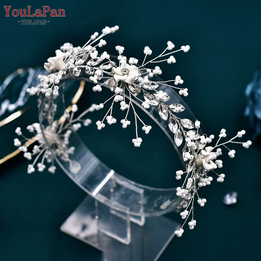 

YouLaPan Elegant Pearl Bride Headband Wedding Hair Band Fashion Hair Accessories Women Party Headpiece Handmade Headdress HP602