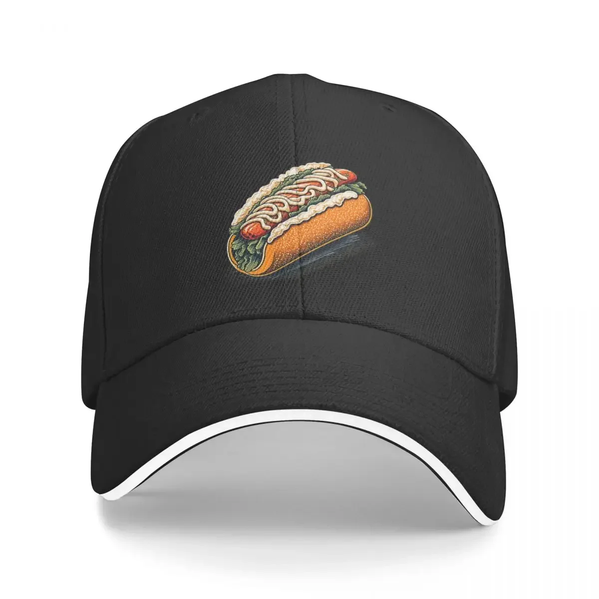 

Ukiyoe Hotdog: A Traditional Japanese Woodblock Print of a Hotdog in the Ukiyoe Style. Baseball Cap