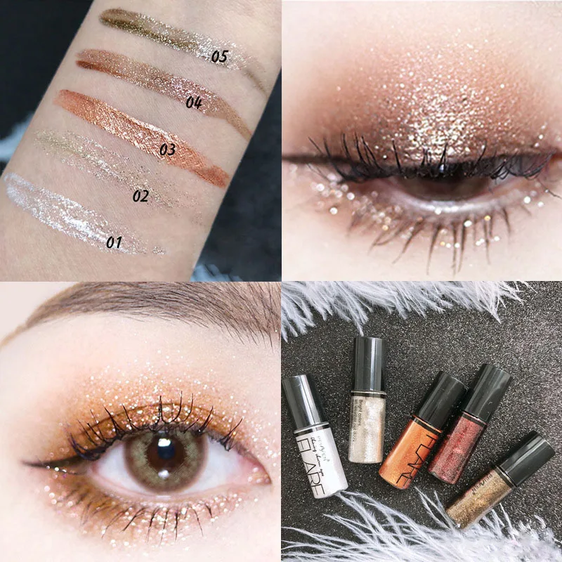 1Pcs Professional Shiny Liquid Eye shadow Eyeliner Cosmetics for Women Pigment Silver Rose Gold Color Glitter Cheap Makeup