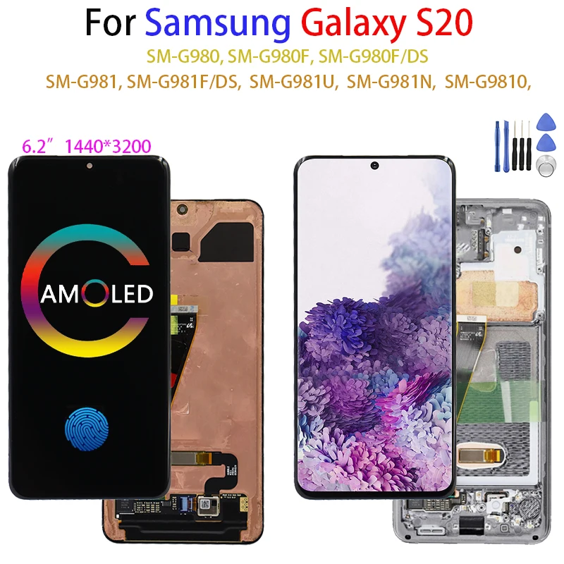 AMOLED Screen For Samsung Galaxy S20 Lcd G980,G980F, G981 Display Touch Screen Digitizer For Samsung s20 LCD Repair replacement