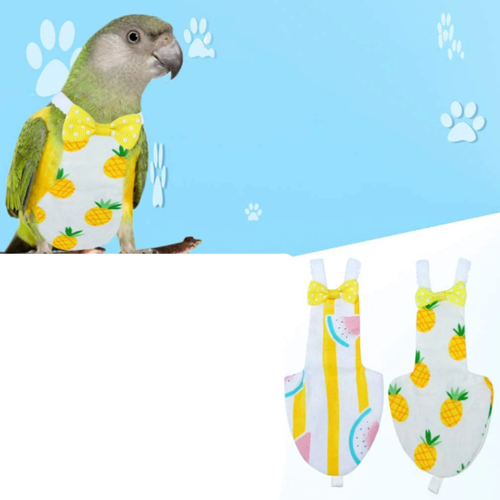 A67M-2Pcs Bird Diaper Reusable Washable Parrot Nappies Clothes Flight Suit Dress For Parakeet Cockatiel African Macaw
