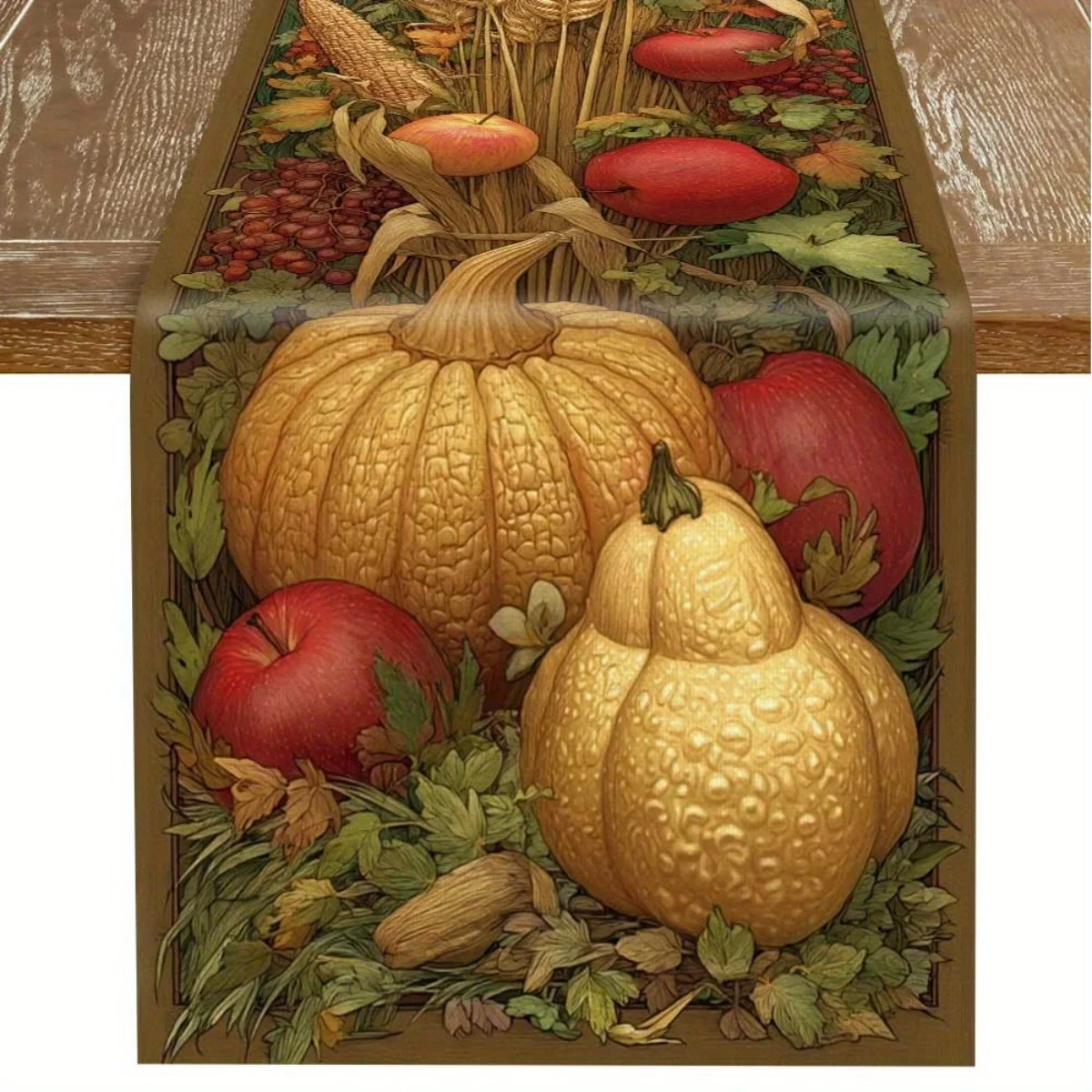 

1 Piece of Autumn Harvest Pastoral Style Table Flag Cloth: Harvest Wheat, Pumpkin, Apple, Grape and Corn Decoration, Suitable for Restaurants, Homes, Harvest Parties, Pastoral Markets.