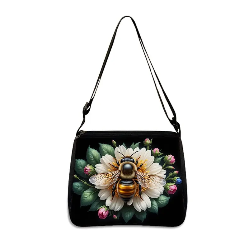 Cute Bee Dragonfly Print Crossbody Bag Honeybee Women Handbag Wallet Phone Storage Bag for Travel Fashion Messenger Bags Gift