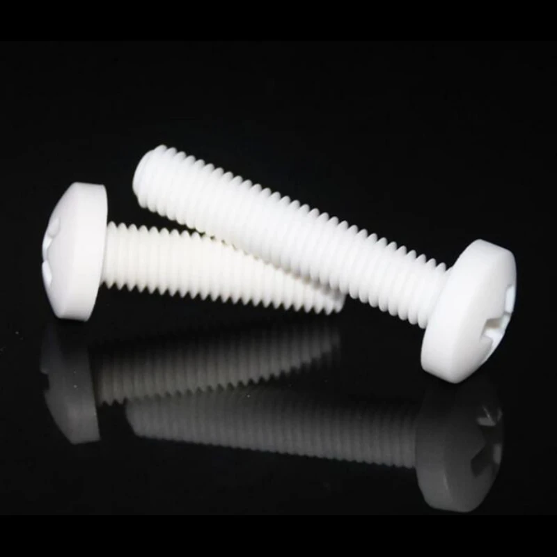 100/200pcs M2 M3 M4 M5 M6 M8 M10 White PP Cross Head Insulated Acid and Alkali Resistant Plastic Screw Thread Length 4mm~50mm