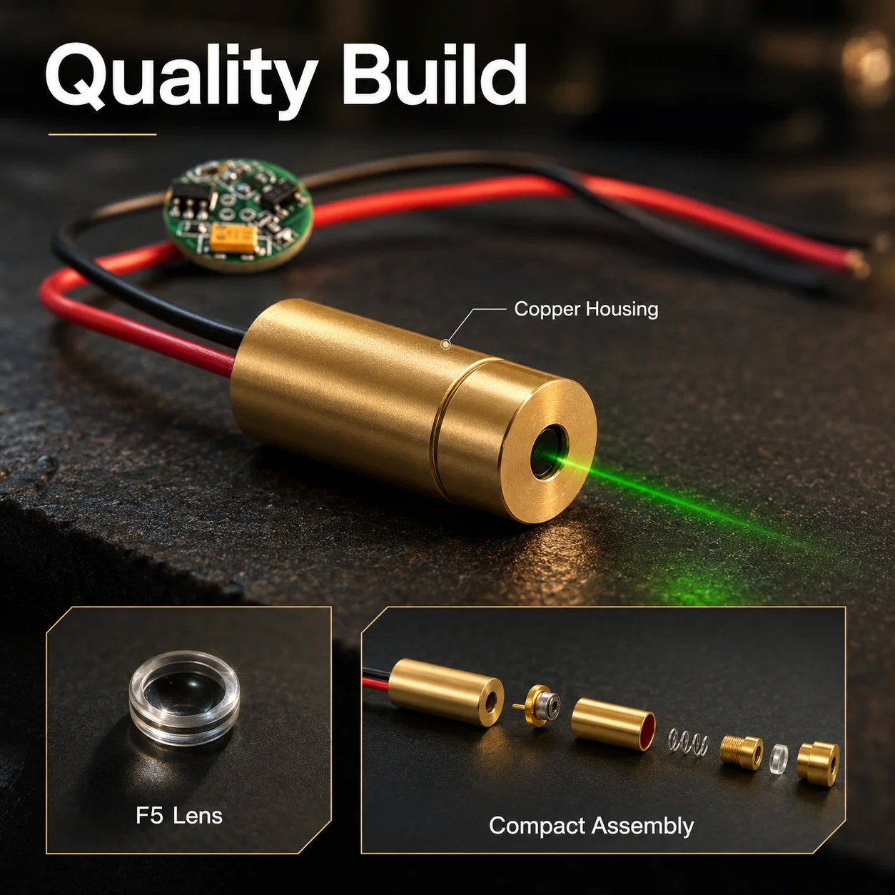 ZhonNa 520nm Grüner Punktlaser-Modul mit Kupferkopf 2,3-5V Präzisions-Positionierungs-Visierwerkzeug Instrumentenzubehör für Ausrichtungsaufgaben