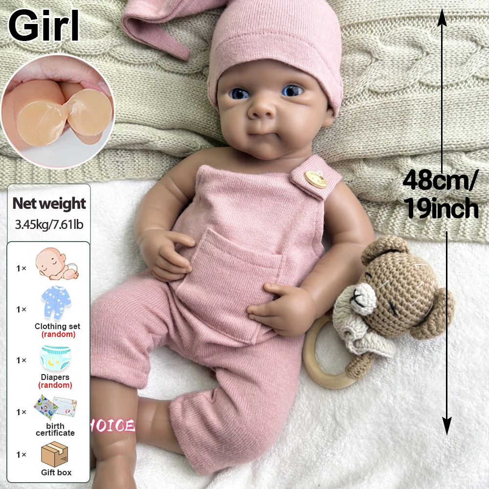 Lavabile 19 pollici Bettie Bebe Reborn Girl Doll con pelle dipinta Soft Touch Fatto a mano Realistico Corpo De Silicone Doll