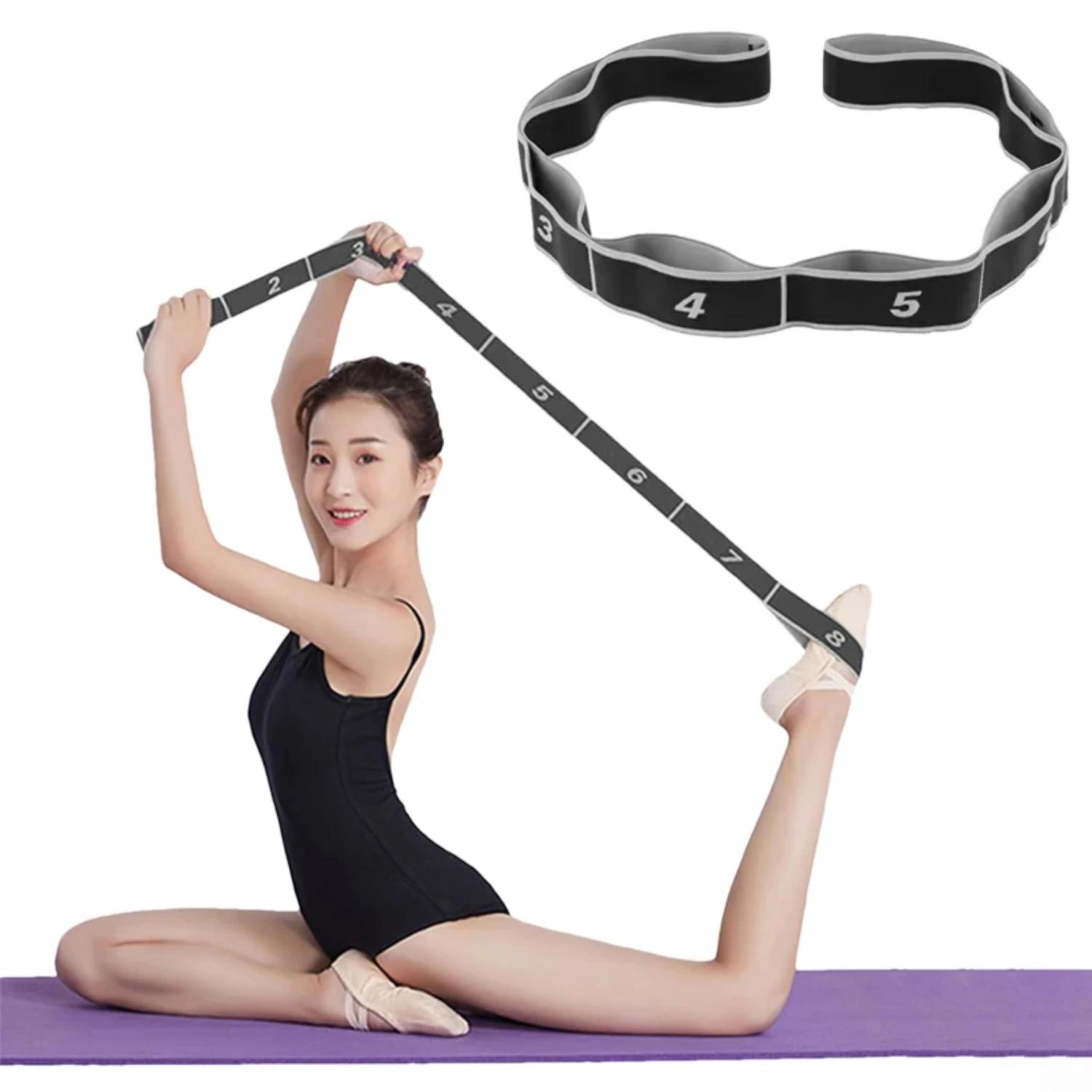 Yoga Stretch Resistance Bands High Elasticity Multi-Segment Dance Yoga Stretching Belt Sport Pilates Fitness Exercise Pull Strap