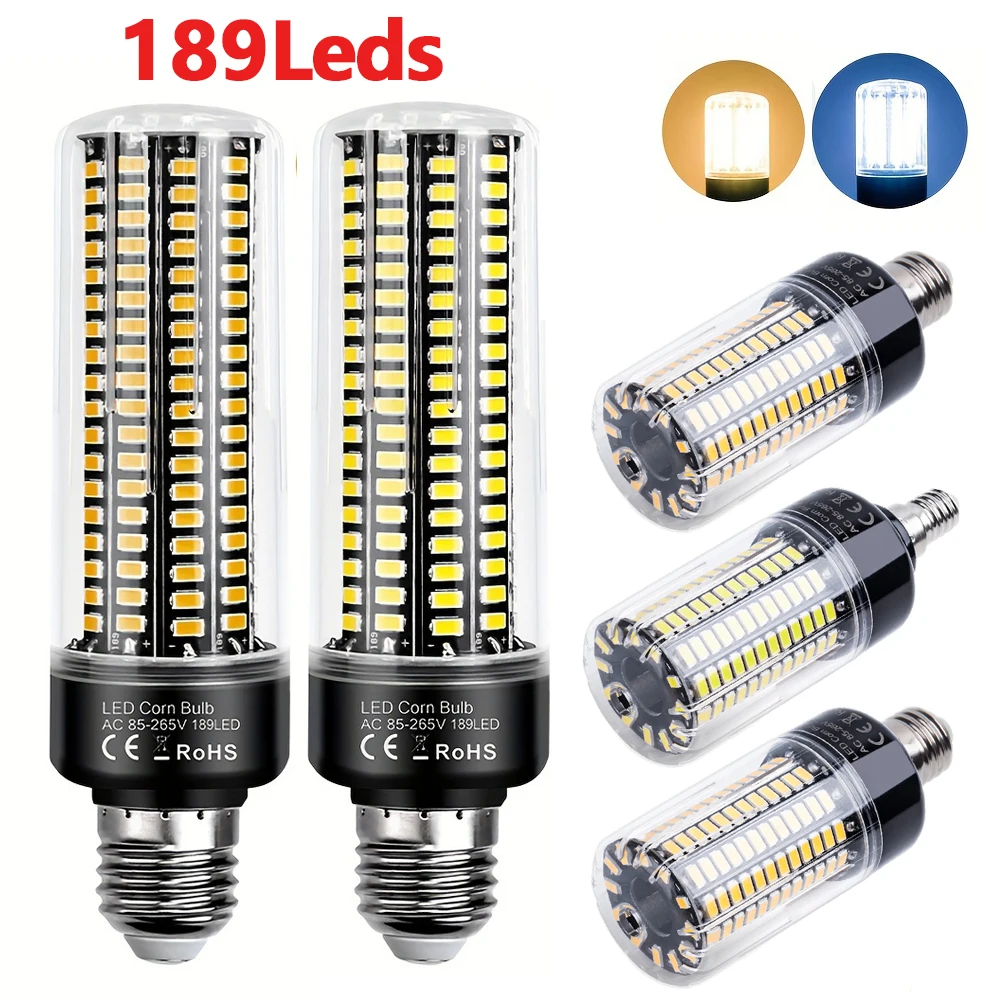 

Corn Light Bulb Daylight E27/E26 Downlight Recessed Lamp E14 Candle Lamp 20W Chandelier Straight Bulbs 110V/220V Tubular 189Leds