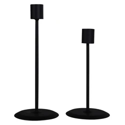 2Pcs Black Metal Retro Candle Holder Stand Rack Romantic Candlelight Dinner Living Room Dining Candelabra Table Decoration