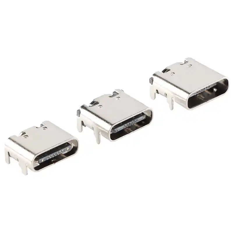 USB Type-C 16P Female Surface-Mount Four-Leg Housing 6.5/7.3/8.35mm Long Socket USB Connector