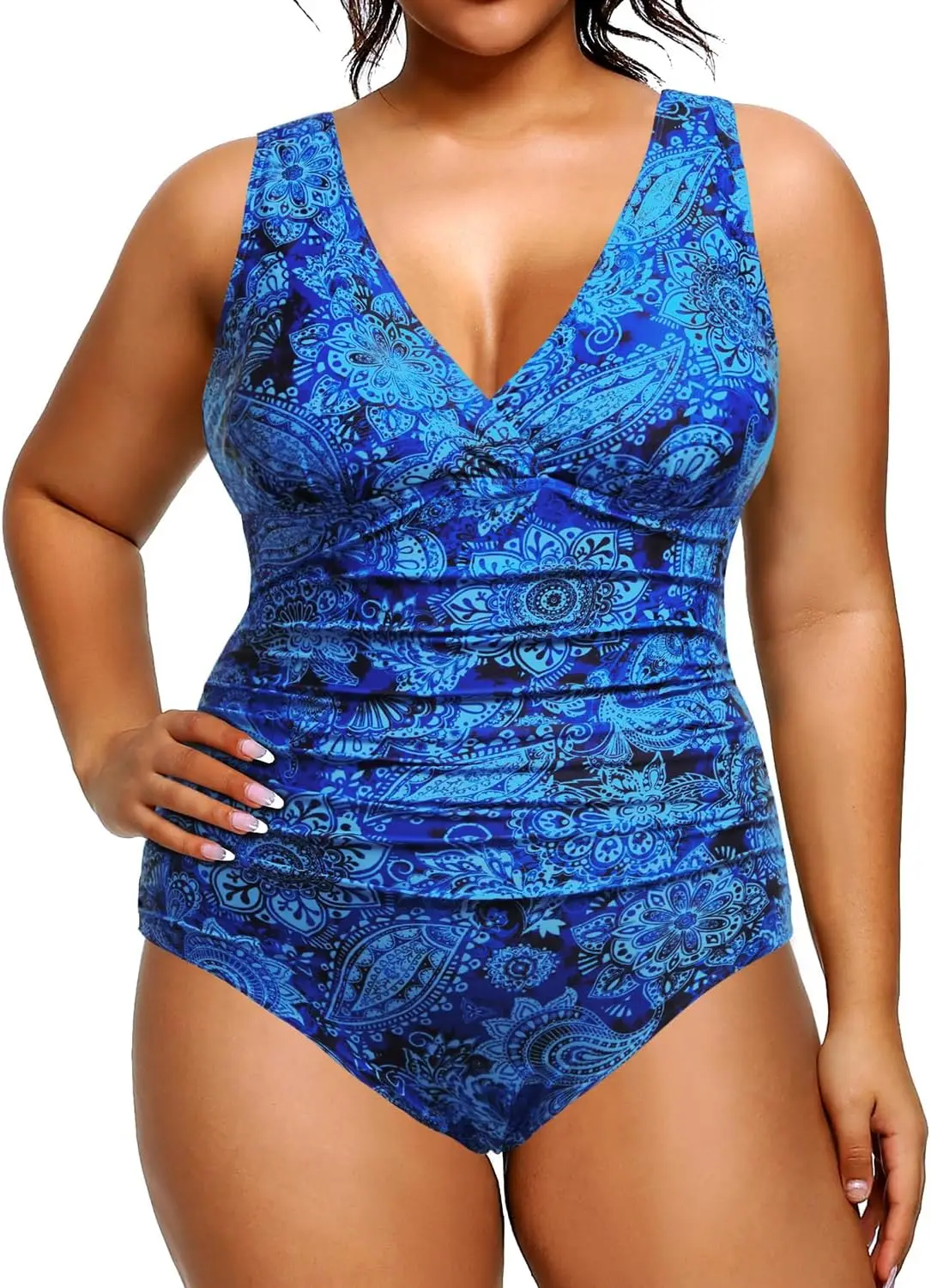 

Luxy Trio женские цельные купальники больших размеров с контролем живота купальные костюмы с v-образным вырезом и рюшами купальники