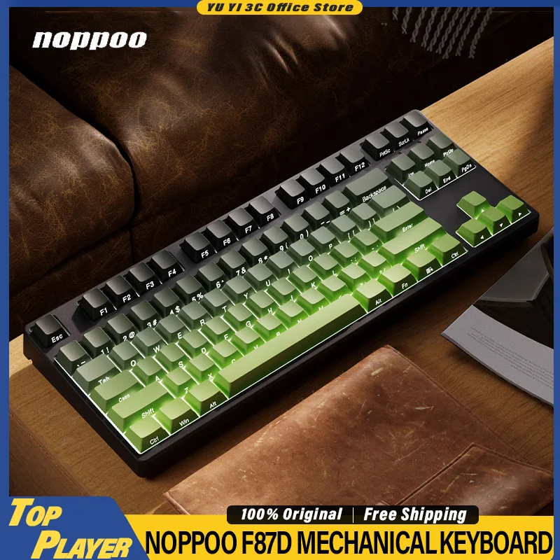 NOPPOO F87D Mechanical Keyboard Customized Hot Swappable Linear Switch Sublimation Dyed Keycaps White Backlit Wired Keyboard