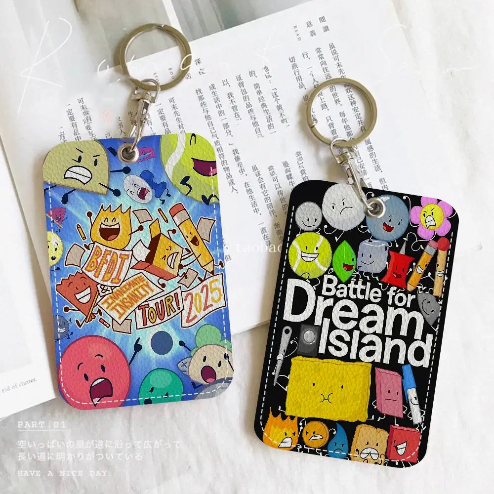 Popular Anime Bfdi Battle For Dream Island Rectangle Keychain Card Holder, Badge Credit Card Holder, Student ID Card