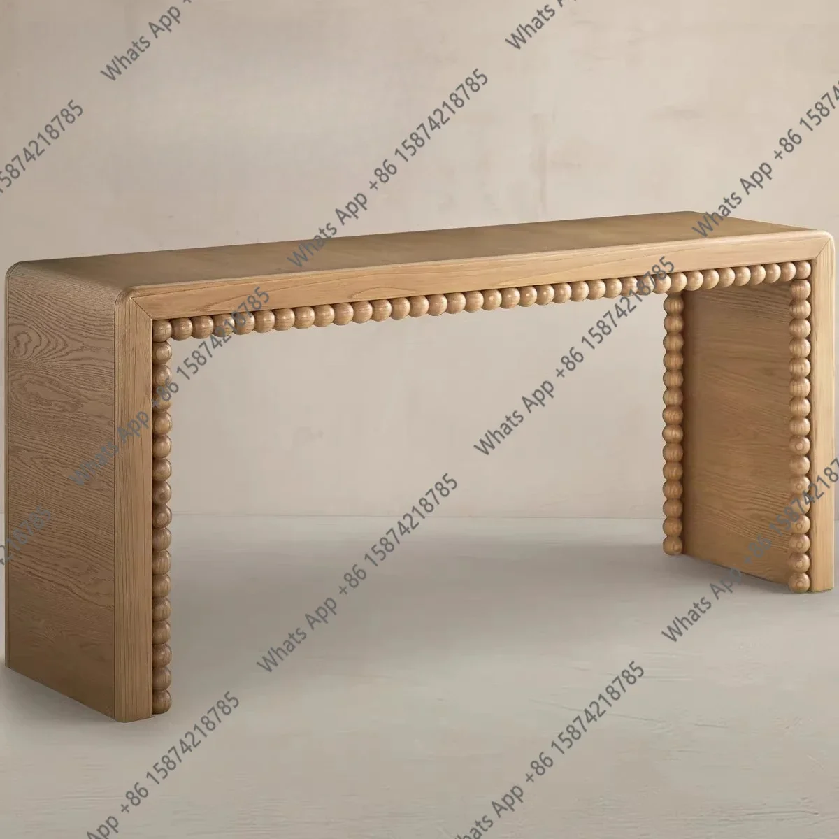 A64 Italian Minimalist Solid Wood Porch Table Beaded Decorative Strip Case Light Luxury High-end Designer Entry Table Decoration